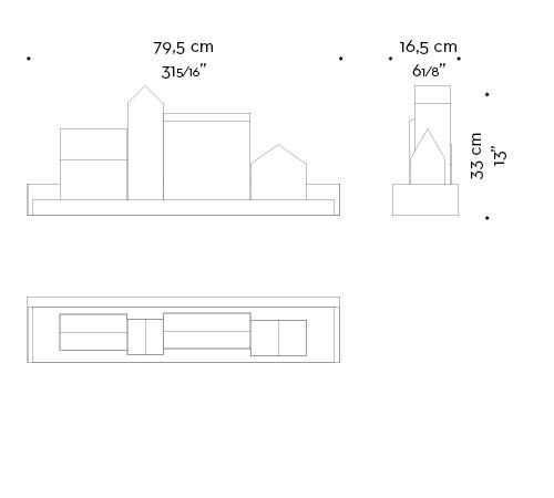 Dimensioni di Casetta, lampada da parete a LED con base in legno e dettagli in bronzo e paralume in alabastro, del catalogo di Promemoria | Promemoria