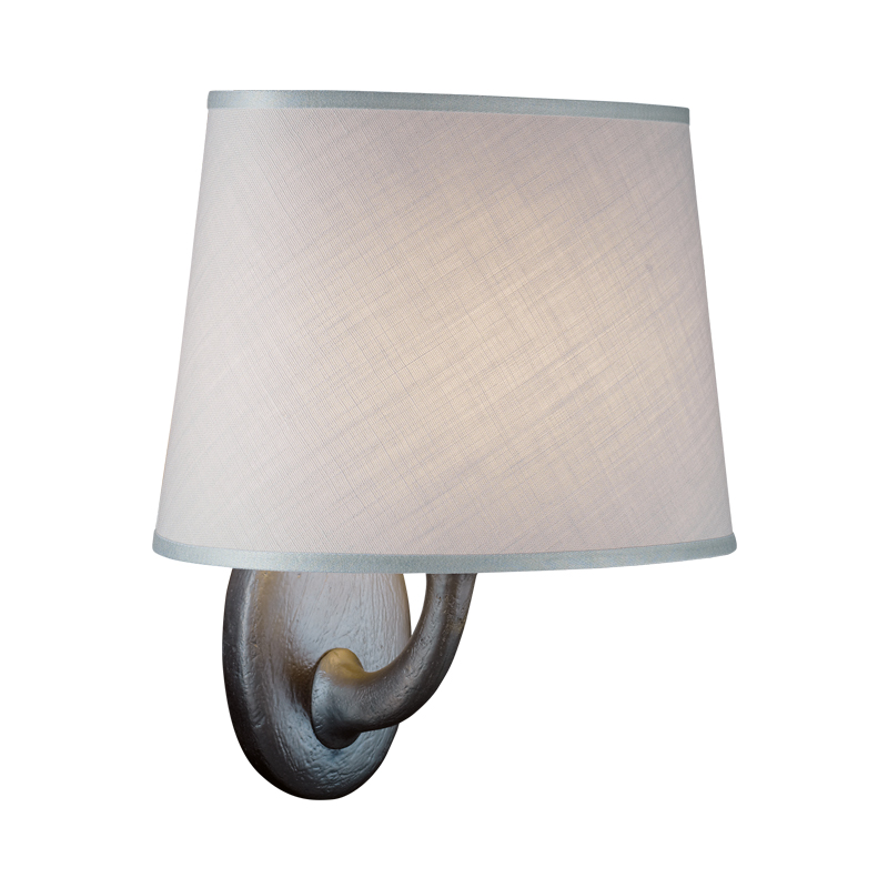 Françoise is a wall bronze LED lamp with a linen or cotton lampshade or with handmade edge, from Promemoria's catalogue | Promemoria