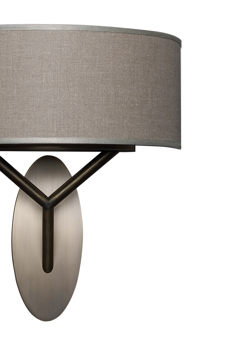 Nagoya is a wall bronze lamp with a linen, cotton and silk shade with handmade edge, from Promemoria's Capsule Collection by Bruno Moinard | Promemoria