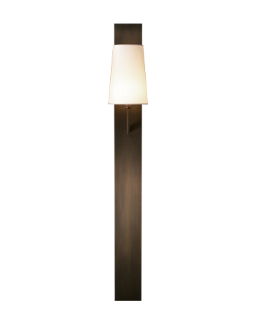 Rosa is a wall bronze LED lamp with a linen, cotton or silk lampshade with handmade edge, from Promemoria's catalogue | Promemoria