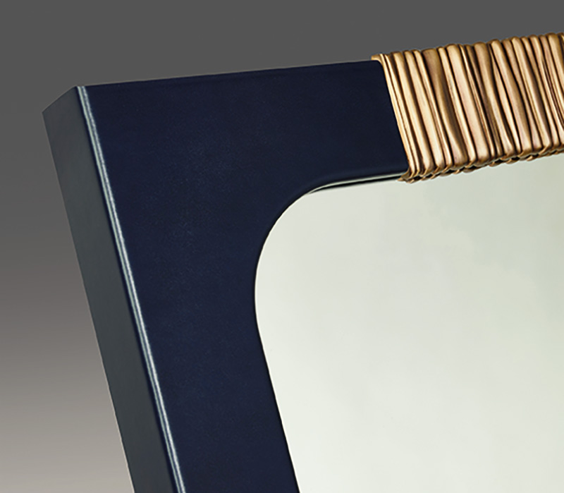 Belgrave镜子以皮革包衬，铜质细节，其铜质细节详见Promemoria London系列|Promemoria