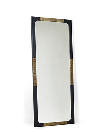 Belgrave镜子以皮革包衬，铜质细节，请参见Promemoria London系列|Promemoria