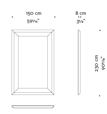 Dimensions of Galanthus, a wall mirror with a wooden structure that belongs to the Amaranthine Tales collection of Promemoria | Promemoria