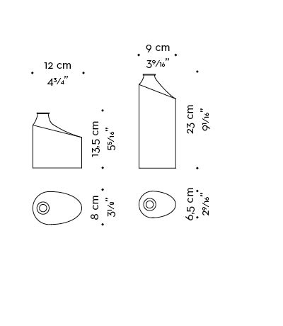 Dimensioni di Bottiglia, un vaso portafiori in bronzo o argento, del catalogo di Promemoria | Promemoria