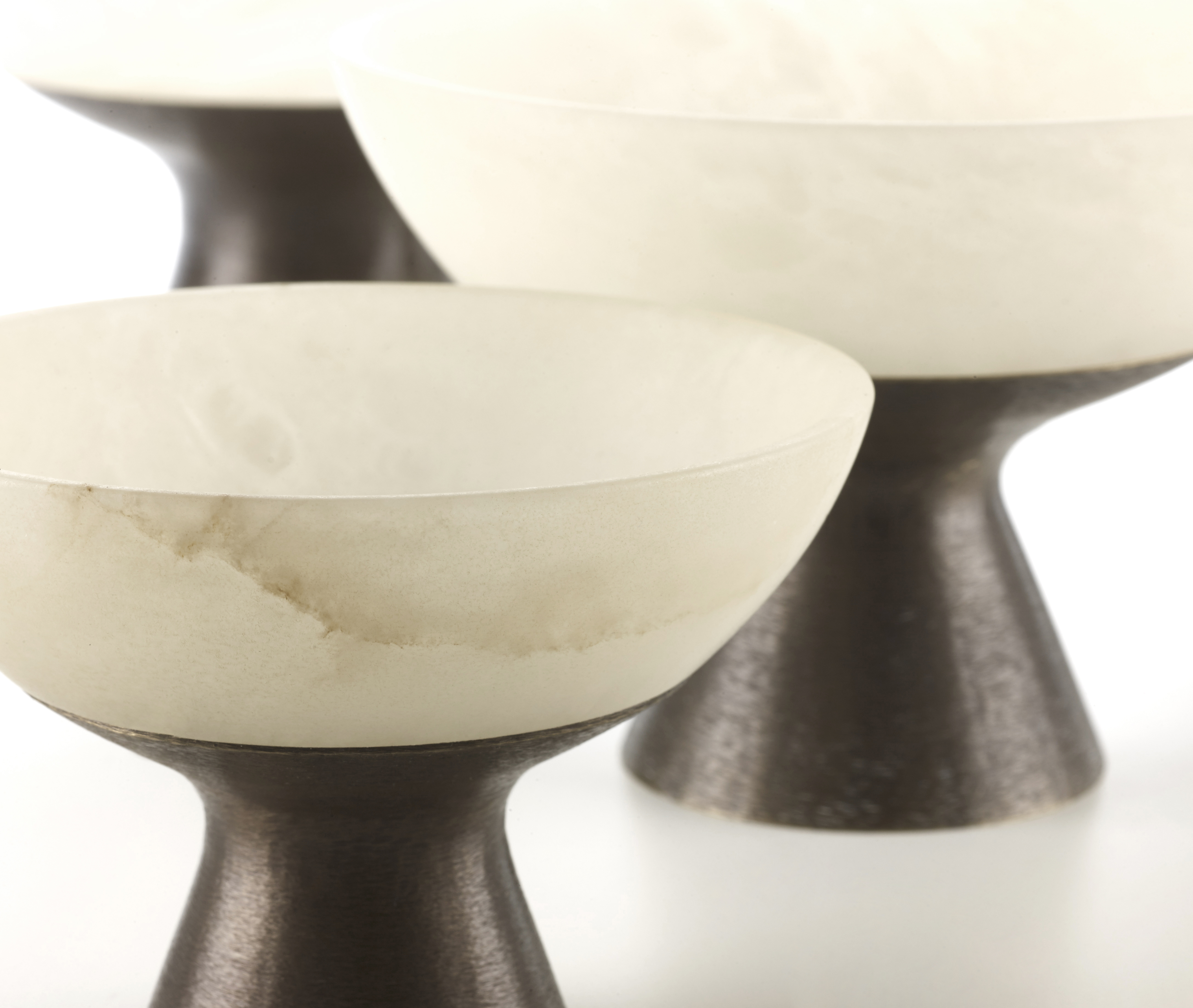 Coppetta is a bronze and alabaster vase, also available in alabaster from Promemoria's catalogue | Promemoria