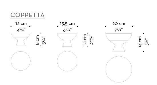 Dimensions of Coppetta, a bronze and alabaster vase from Promemoria's catalogue | Promemoria