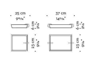 Dimensions of Vuotatasche, a small bronze object holder, from Promemoria's catalogue | Promemoria