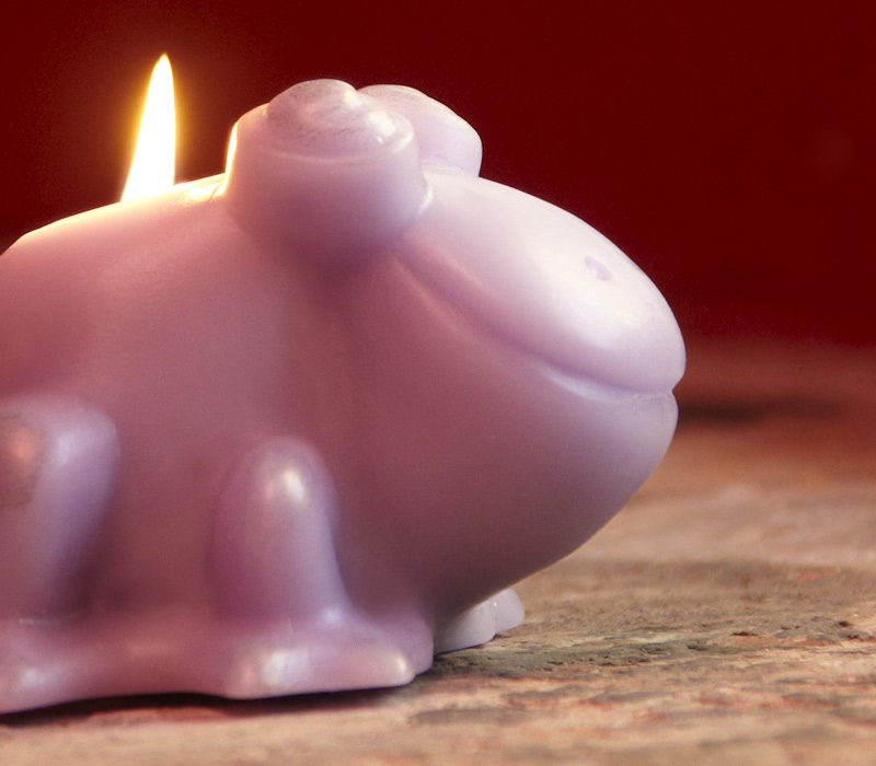Detail of Rana Candela, a candle shaped like a frog, Promemoria's mascot, available in several colors, from Promemoria's catalogue | Promemoria