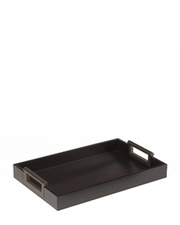 Alfred is a wooden tray with bronze handles, from Promemoria's catalogue | Promemoria
