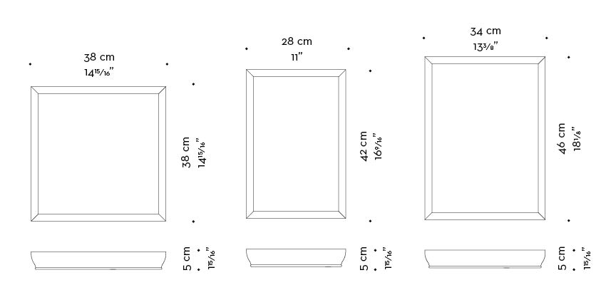 Dimensions of Ambrogio, a wooden tray with a leather placemat from Promemoria's catalogue | Promemoria