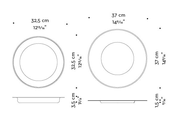 Dimensioni di Saturno, un set da tavola in juta gommata e pelle, che lo rendono idrorepellente e resistente, del catalogo di Promemoria | Promemoria