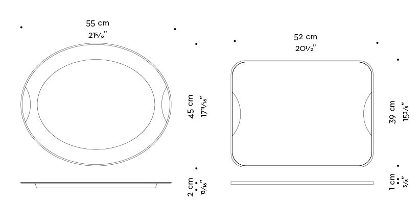 Dimensioni di Saturno, un set da tavola in juta gommata e pelle, che lo rendono idrorepellente e resistente, del catalogo di Promemoria | Promemoria