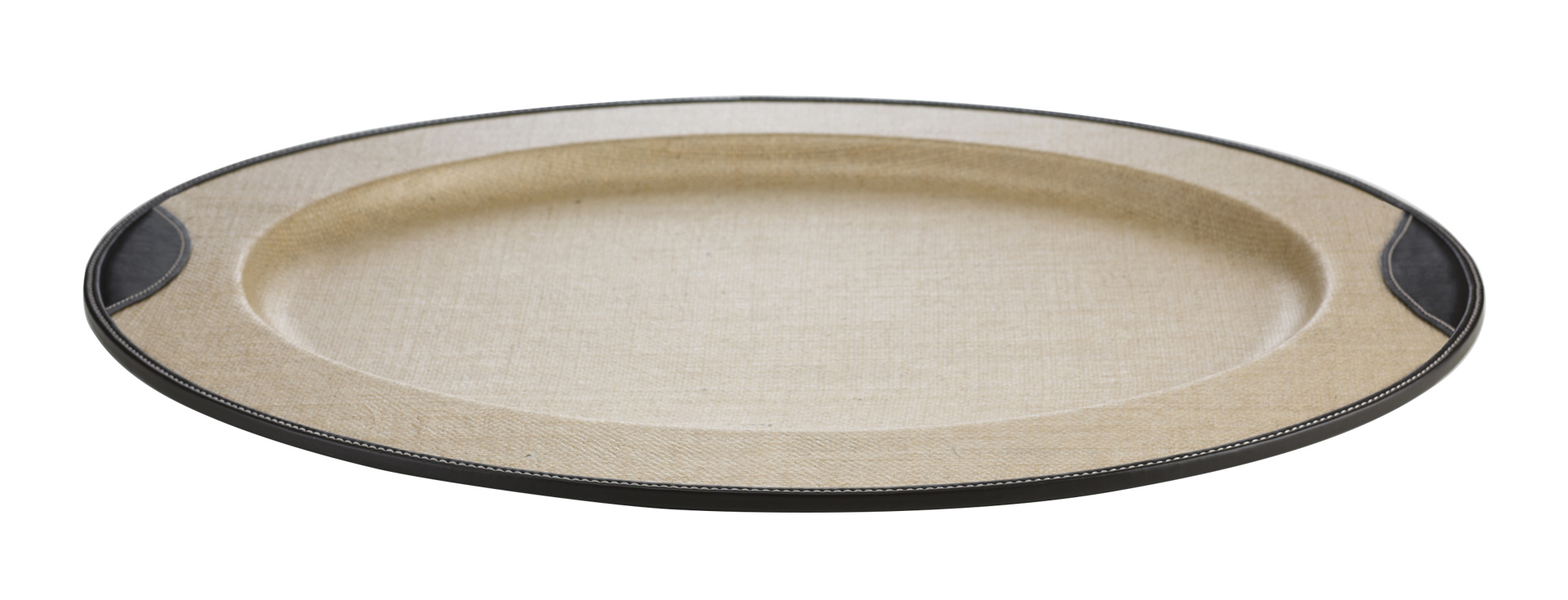 Dettaglio di Saturno, un set da tavola in juta gommata e pelle, che lo rendono idrorepellente e resistente, del catalogo di Promemoria | Promemoria