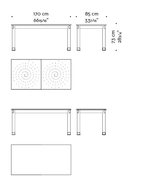 Dimensioni di Dervio, tavolo da pranzo da esterni in legno con piedini e dettagli in bronzo, del catalogo da esterni di Promemoria | Promemoria