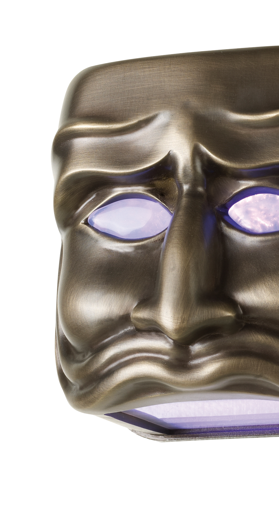 Detail of Maschera, a family of outdoor bronze wall lamps, from Promemoria's outdoor catalogue | Promemoria