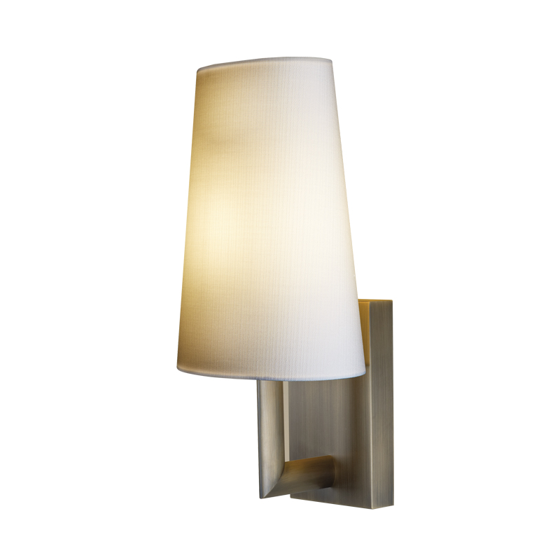 Rosa is a bronze outdoor wall lamp with fabric shade, from Promemoria's outdoor catalogue | Promemoria