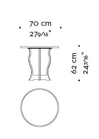 Dimensions of Erasmo, an outdoor small table with bronze base and marble top, from Promemoria's outdoor catalogue | Promemoria