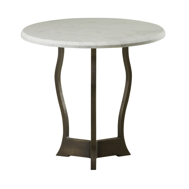 Erasmo is an outdoor small table with bronze base and marble top, from Promemoria's outdoor catalogue | Promemoria