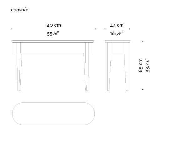 Dimensions of Lierna an outdoor marble console, from Promemoria's outdoor catalogue | Promemoria
