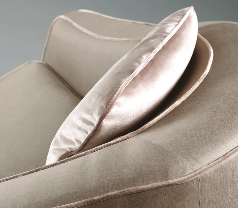 Detail of Fiore di Loto, an armchair for two covered in fabric or leather, from Promemoria's catalogue | Promemoria