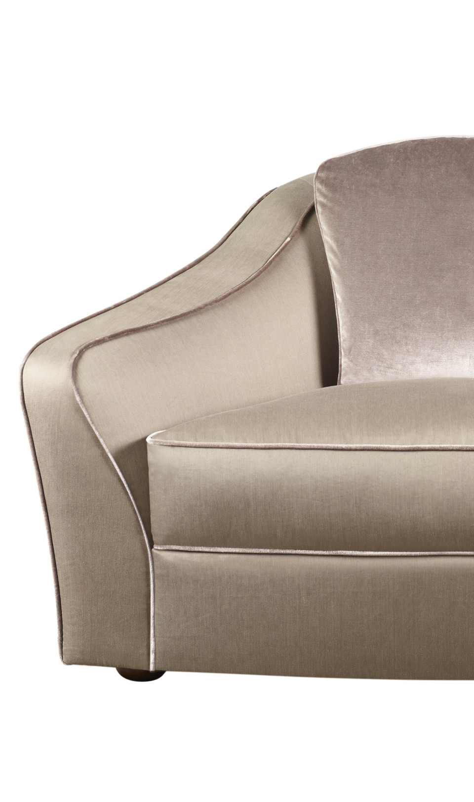 Fiore di Loto is an armchair for two covered in fabric or leather, from Promemoria's catalogue | Promemoria