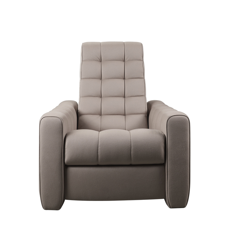 Gertrude is a reclining armchair with bronze bakcrest and capitonné covering, from Promemoria's Lake Tales collection | Promemoria