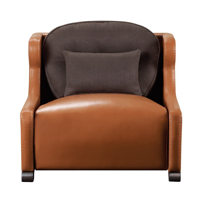 Gilda is a wooden armchair covered in fabric with bronze feet, from Promemoria's catalogue | Promemoria