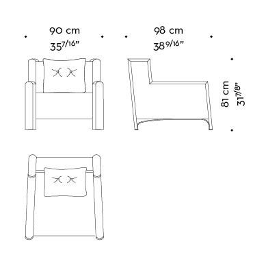 Dimensions of Ginevra, a wooden armchair covered in leather or fabric with bronze feet, from Promemoria's catalogue | Promemoria