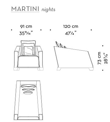 Dimensions of Martini, an armchair covered in fabric or leather with bronze feet, from Promemoria's catalogue | Promemoria