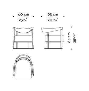 Dimensions of Rachele, poltrona in bronzo rivestita in pelle, del catalogo di Promemoria | Promemoria