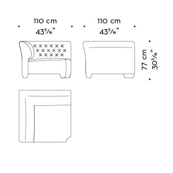 Dimensioni di Adriano, divano componibile che può assumere diverse forme e diversi rivestimento, del catalogo di Promemoria | Promemoria