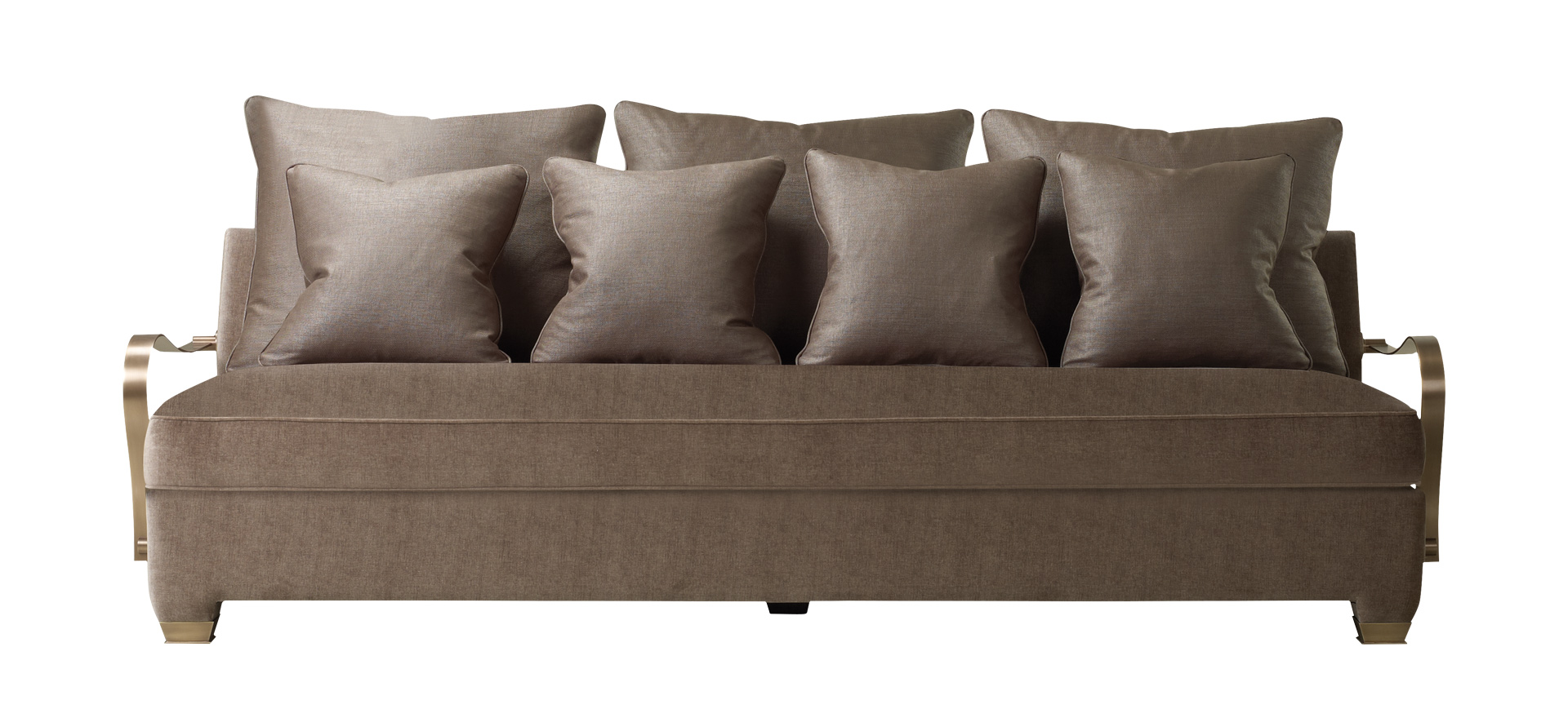 /mediaAugusto是一款可定制组合沙发，配有铜质或皮革扶手和铜质沙发支脚，请参见Promemoria产品目录|Promemoria