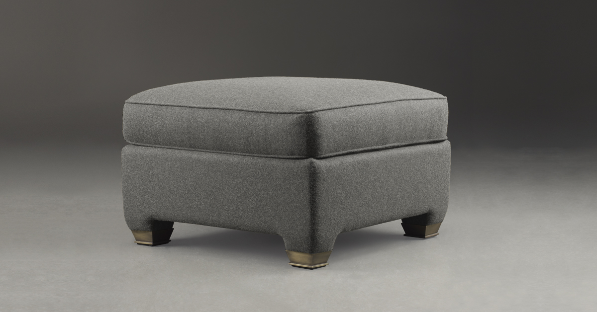 Promemoria Augusto Pouf Covered In Fabric And Leather