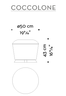 Dimensions of Coccolone, a fabric and leather pouf in bright colors, from Promemoria's catalogue | Promemoria
