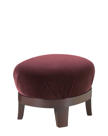 Gacy is a wooden pouf covered in fabric or leather, from Promemoria's catalogue | Promemoria