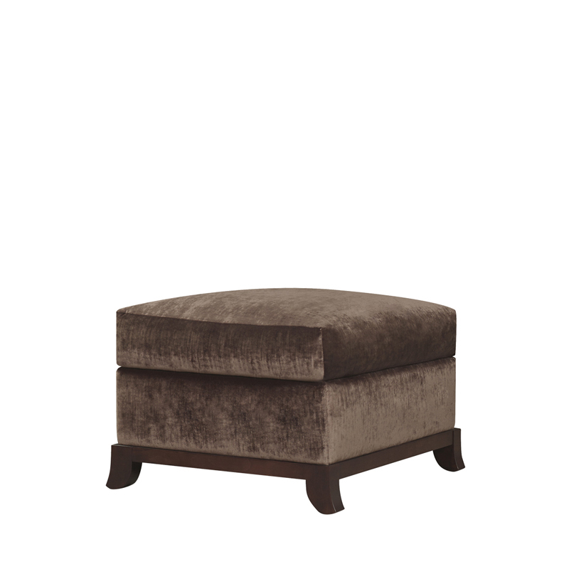 Madame A is a wooden pouf covered in fabric or leather, from Promemoria's catalogue | Promemoria