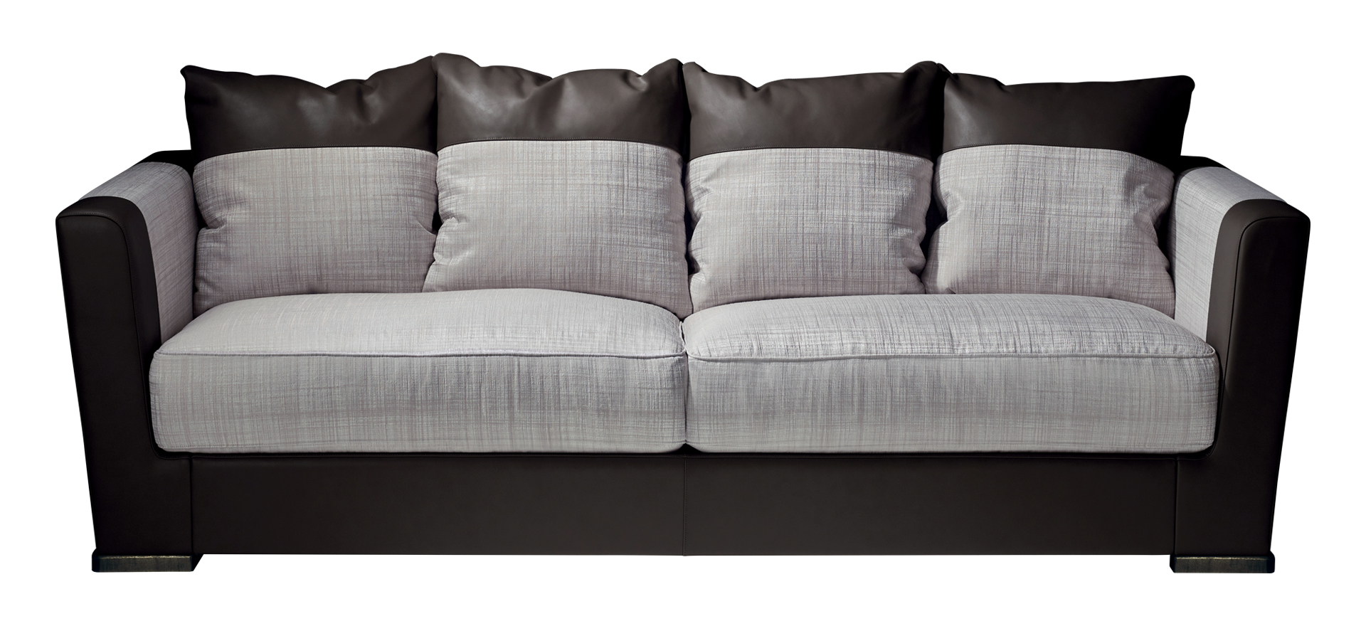 /mediaDolce%20Vita%20is%20a%20sofa%20covered%20in%20fabric%20with%20leather%20details%20and%20bronze%20feet,%20from%20Promemoria's%20catalogue%20|%20Promemoria