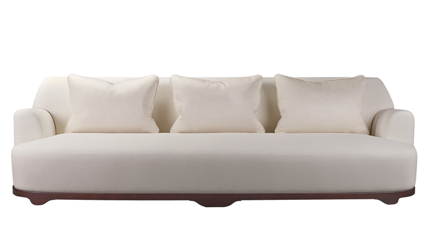 Dorian木质沙发以织物或皮革包衬，可定制多种尺寸和形状，请参见Promemoria产品目录|Promemoria