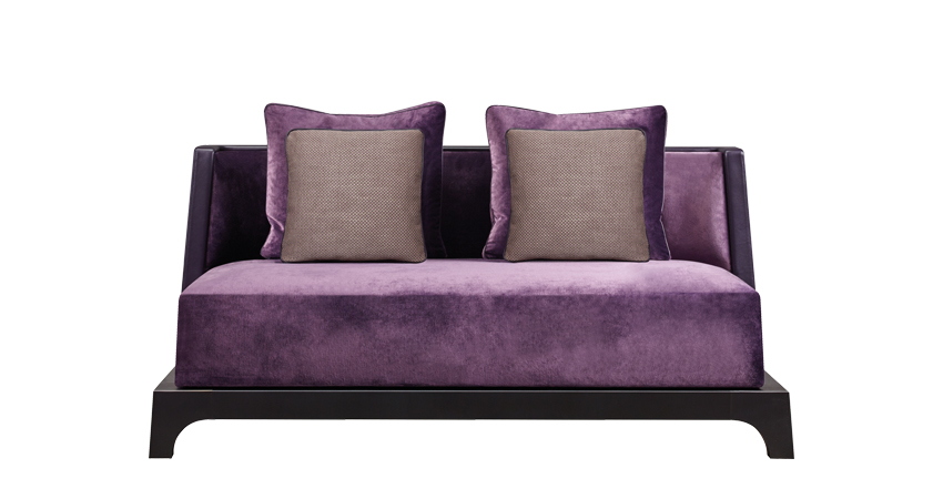 Eaton is a sofa with a wooden or bronze base covered in fabric, from Promemoria's The London Collection | Promemoria