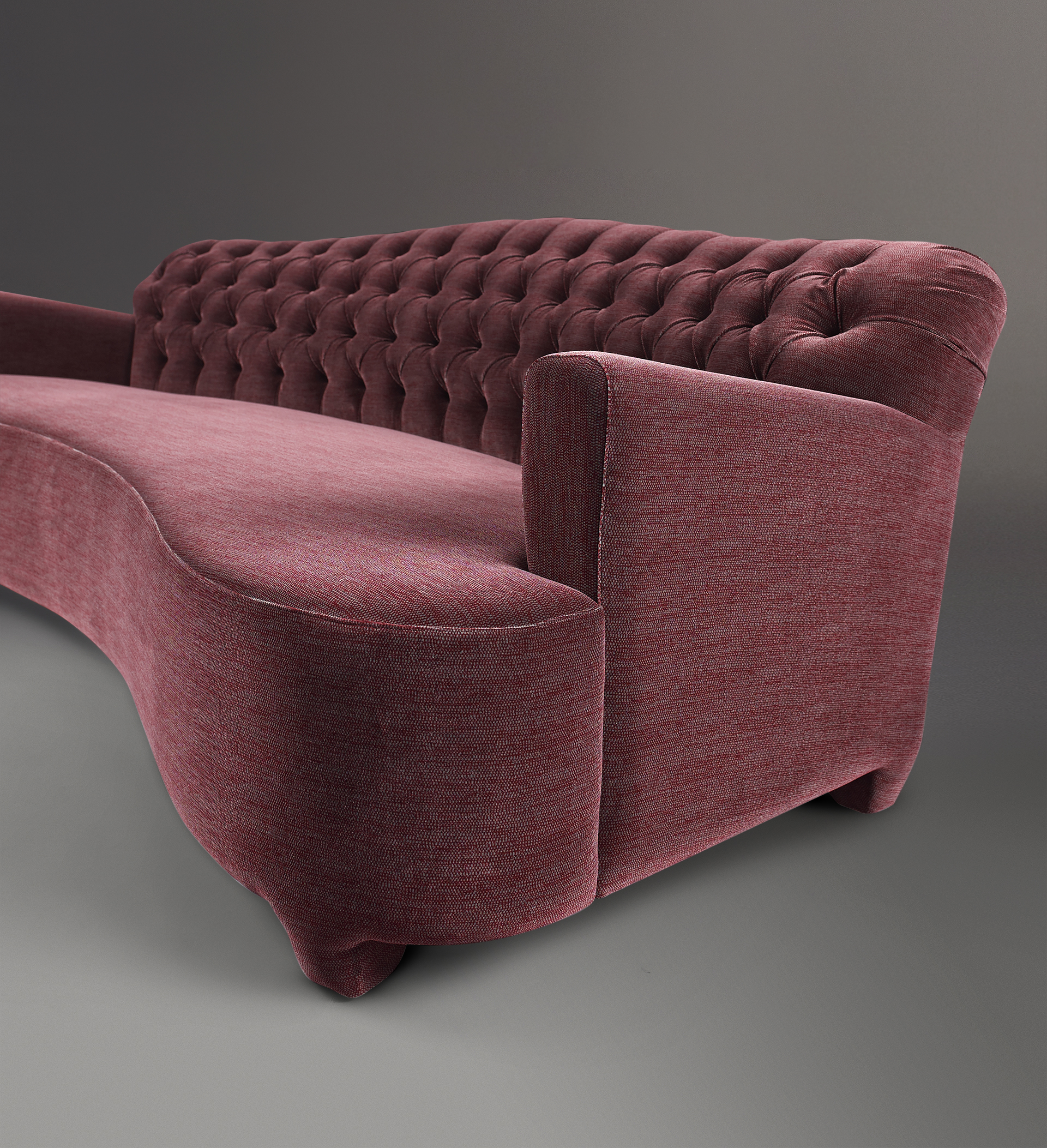 Rodolfo is a sofa covered in velvet with a capitonnè backrest, from Promemoria's catalogue | Promemoria