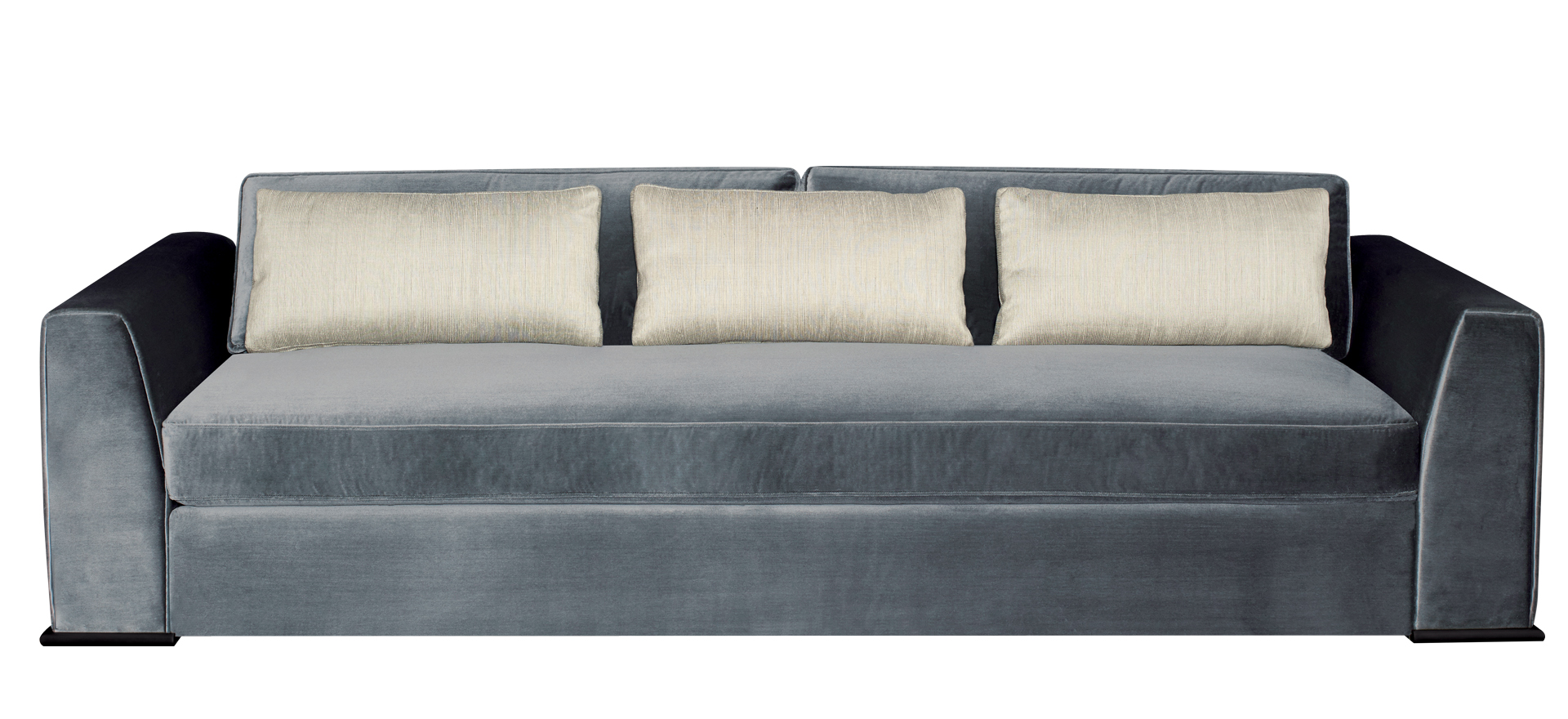 Ulderico is a wooden sofa covered in fabric from Promemoria's catalogue | Promemoria