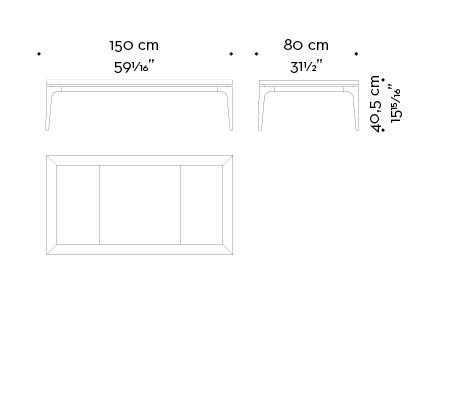 Dimensioni di Cadogan, tavolo basso con le gambe in bronzo e il top disponibile in differenti finiture, della collezione The London Collection di Promemoria | Promemoria