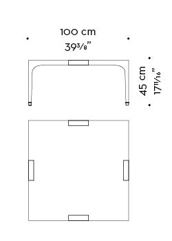 Dimensioni di DC Table, tavolo basso in semilucido con piedini e dettaglio in bronzo, della collezione The London Collection di Promemoria | Promemoria