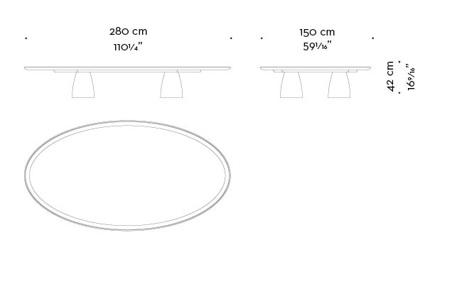 Dimensioni di Lunique, tavolo basso con gambe in legno e top in marmo, della collezione Amaranthine Tales di Promemoria | Promemoria