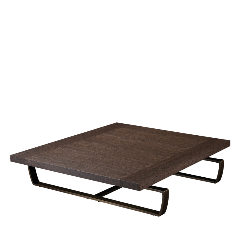Saint Moritz is a coffee table with wooden top and bronze base, from Promemoria's catalogue | Promemoria