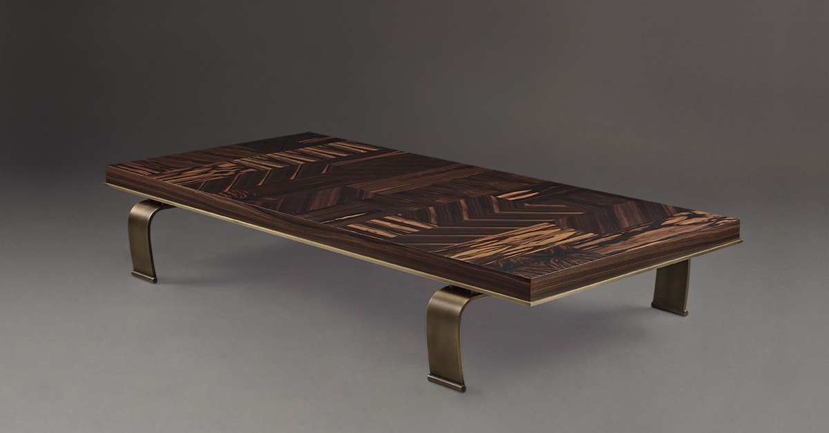 Promemoria Sumo Coffee Table With Bronze Legs And Wooden Top
