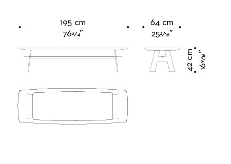 Dimensioni di Twist, tavolo basso in metallo con top in legno con inserto in vetro e apglia intrecciata, del catalogo di Promemoria | Promemoria