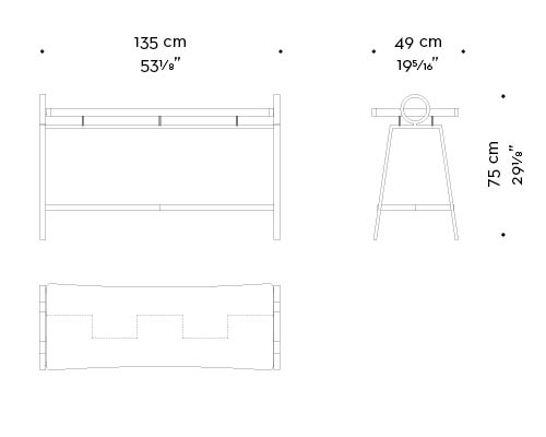Dimensioni di Atlantique, consolle in bronzo con top in pelle, della collezione Capsule Collection di Olivier Gagnère di Promemoria | Promemoria