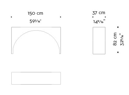 Dimensioni di Kumo, consolle in legno minimal della collezione Capsule Collection di Bruno Moinard di Promemoria | Promemoria