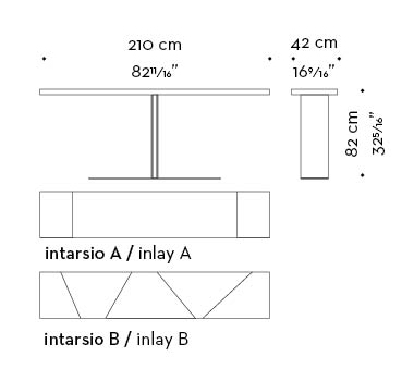 Dimensions of Manfred, a bronze console with inlaid wooden top, from Promemoria's Fairy Tales collection | Promemoria